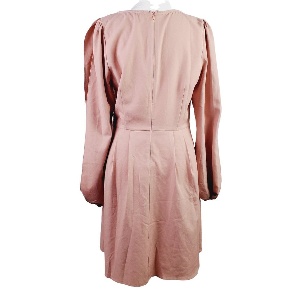 Umgee Pink Pleated A-Line Dress w/ Swirly Appliqué & Cold Shoulder Sleeve, Sz M - Picture 4 of 11